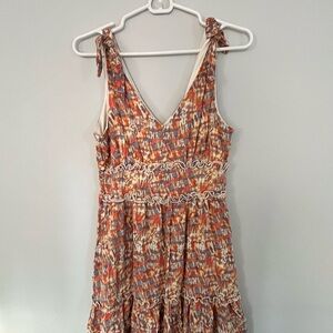 Gypsies & Moondust Orange and Cream Midi Dress